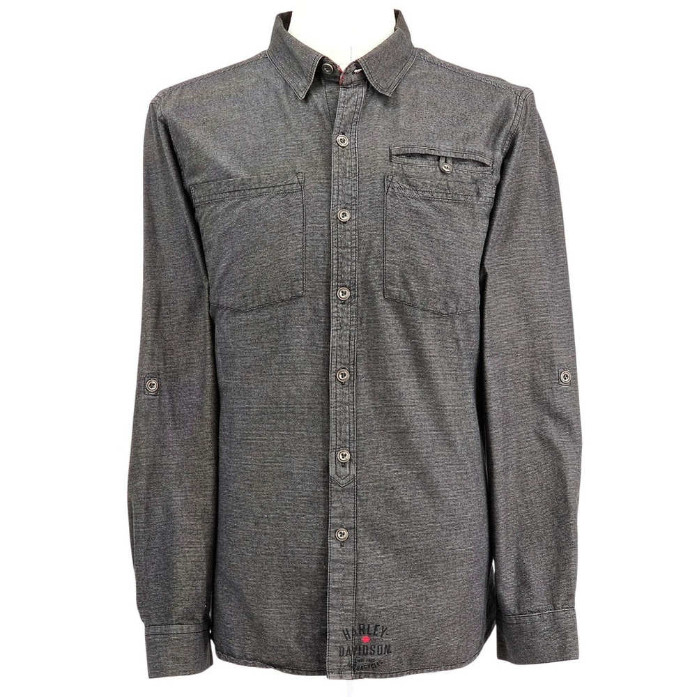 Americana Moto Harley Davidson Black Label Shirt Men Large Utility Button Up